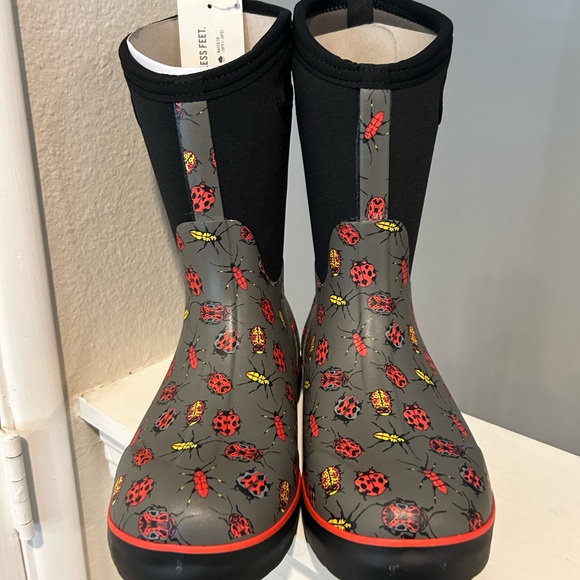 Bogs Rainboot Gray Grey Bugs Kids Boots Shoes  Youth Size 6 Outdoor Waterproof - Picture 10 of 10